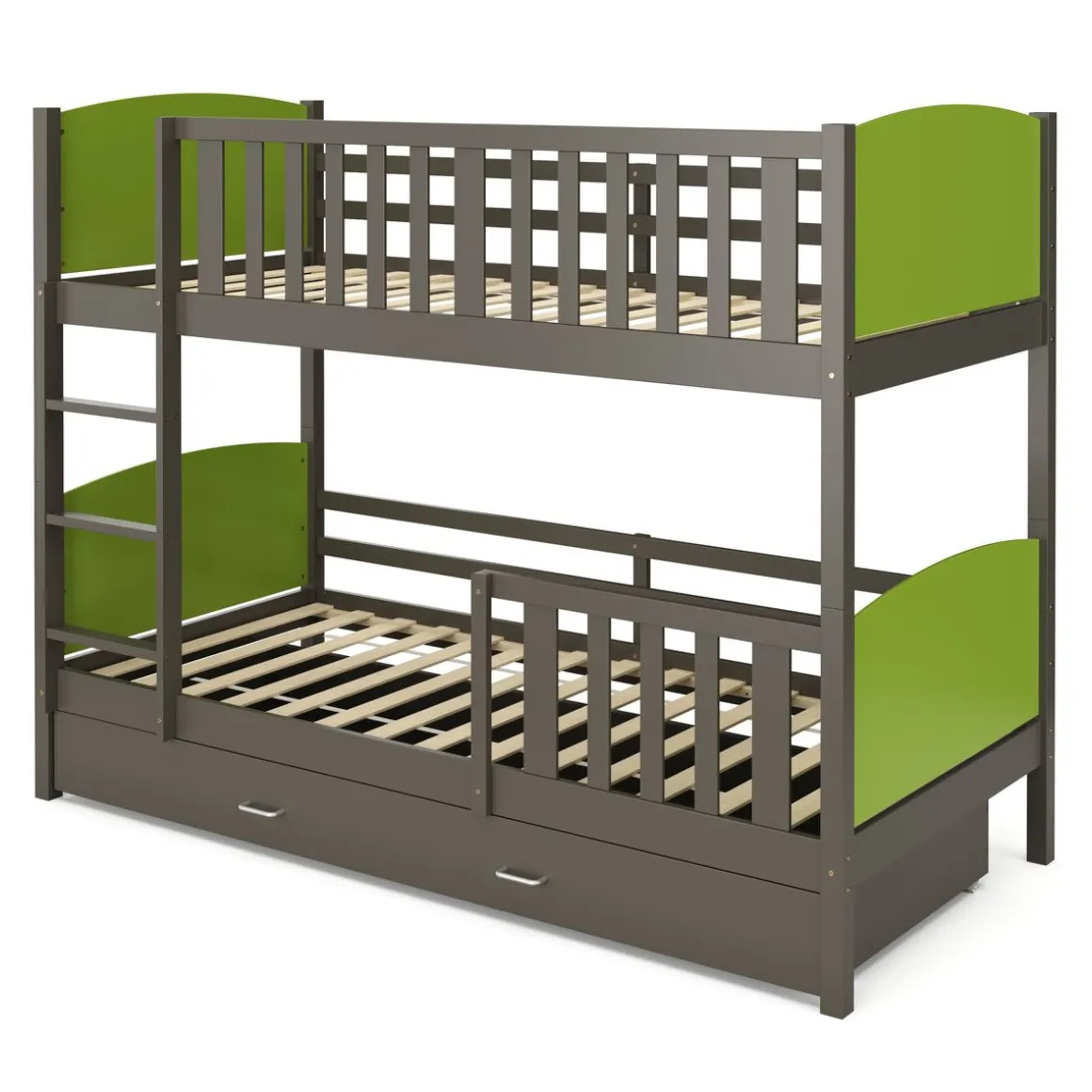 Etagenbett mit Stauraum JOHNNY 90 x 200 cm grün/grau