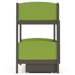 Etagenbett mit Stauraum JOHNNY 90 x 200 cm grün/grau