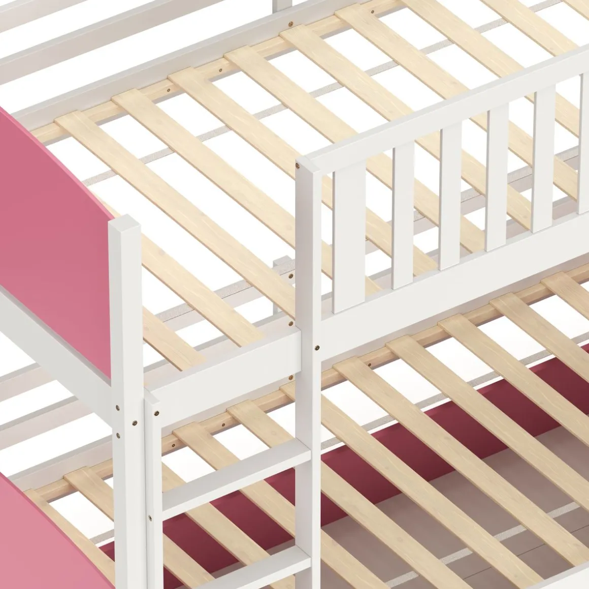 Etagenbett mit Stauraum JOHNNY 90 x 200 cm rosa/weiss