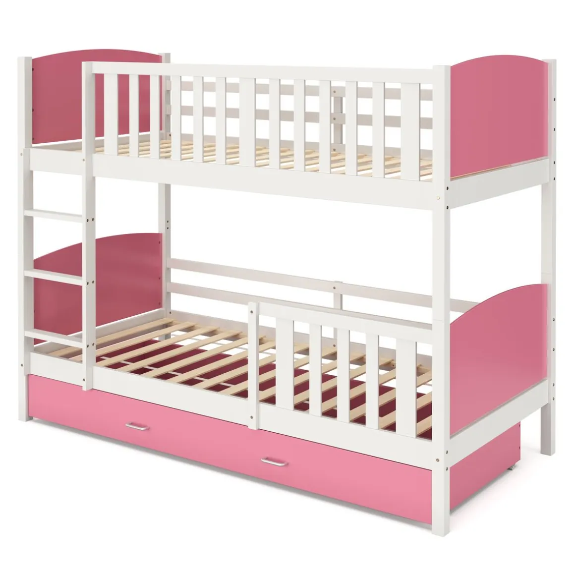 Etagenbett mit Stauraum JOHNNY 90 x 200 cm rosa/weiss