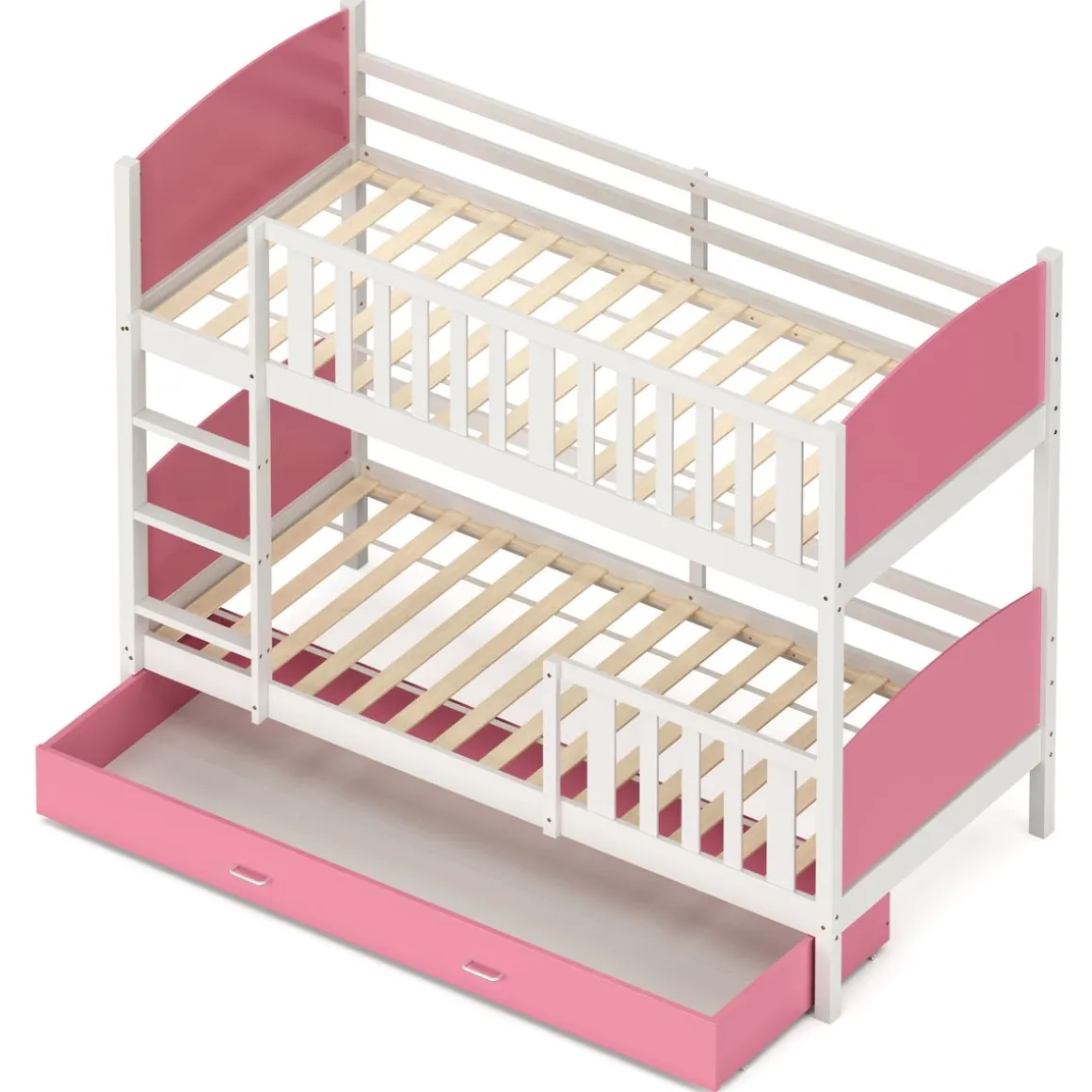 Etagenbett mit Stauraum JOHNNY 90 x 200 cm rosa/weiss