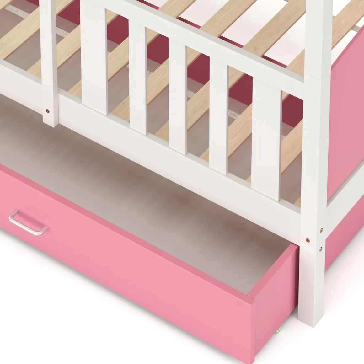 Etagenbett mit Stauraum JOHNNY 90 x 200 cm rosa/weiss