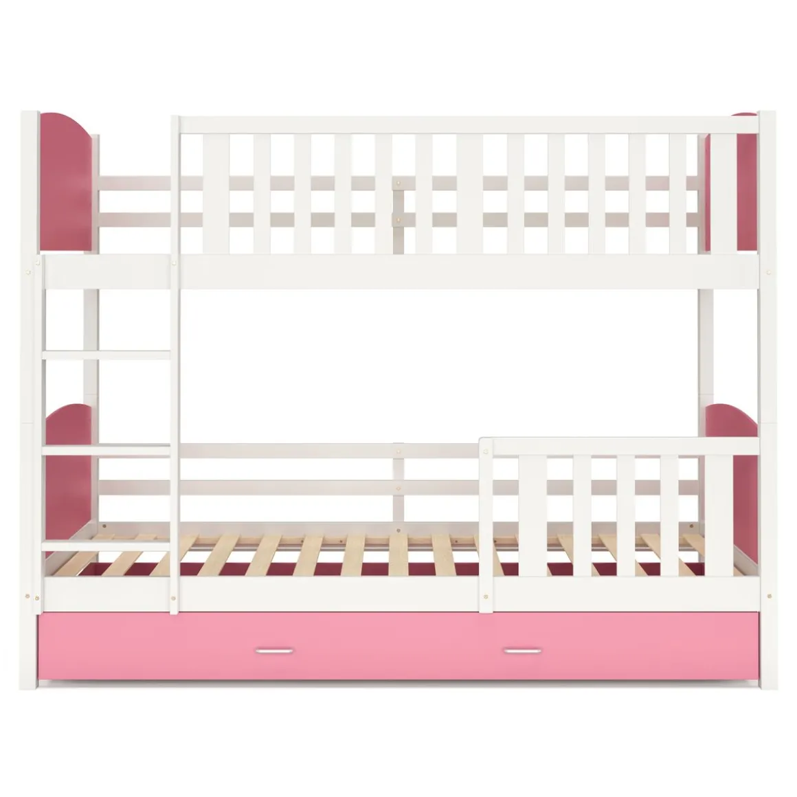 Etagenbett mit Stauraum JOHNNY 90 x 200 cm rosa/weiss