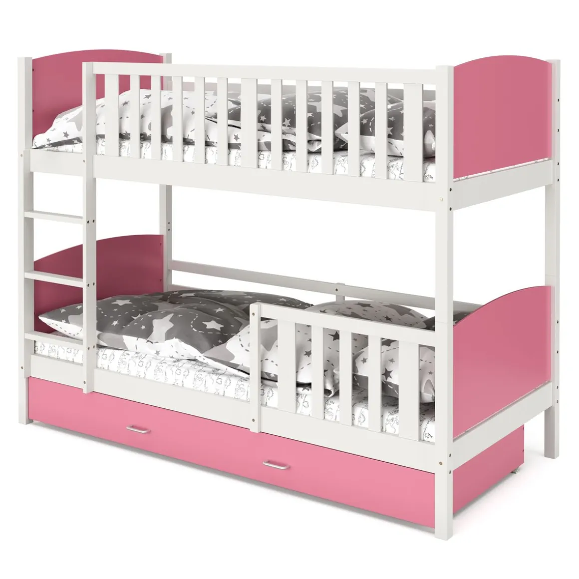 Etagenbett mit Stauraum JOHNNY 90 x 200 cm rosa/weiss