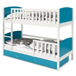 Etagenbett mit Stauraum JOHNNY 90 x 200 cm blau/weiss