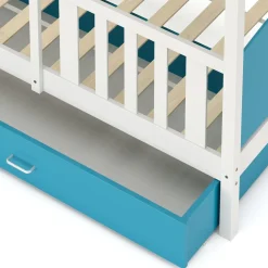 Etagenbett mit Stauraum JOHNNY 90 x 200 cm blau/weiss