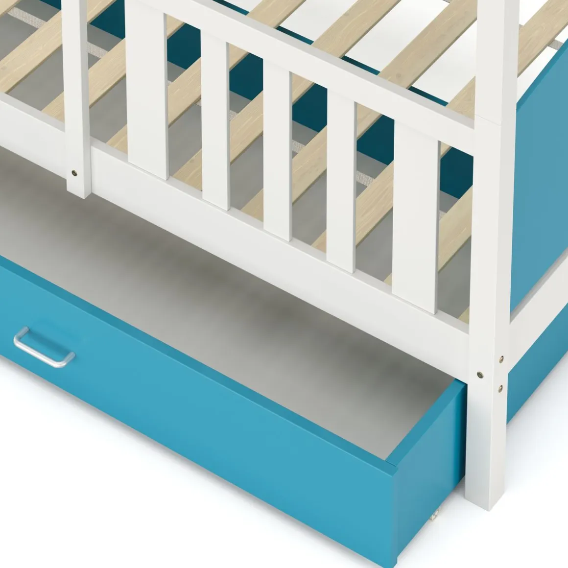 Etagenbett mit Stauraum JOHNNY 90 x 200 cm blau/weiss