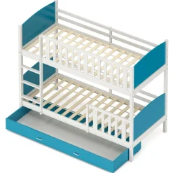 Etagenbett mit Stauraum JOHNNY 90 x 200 cm blau/weiss