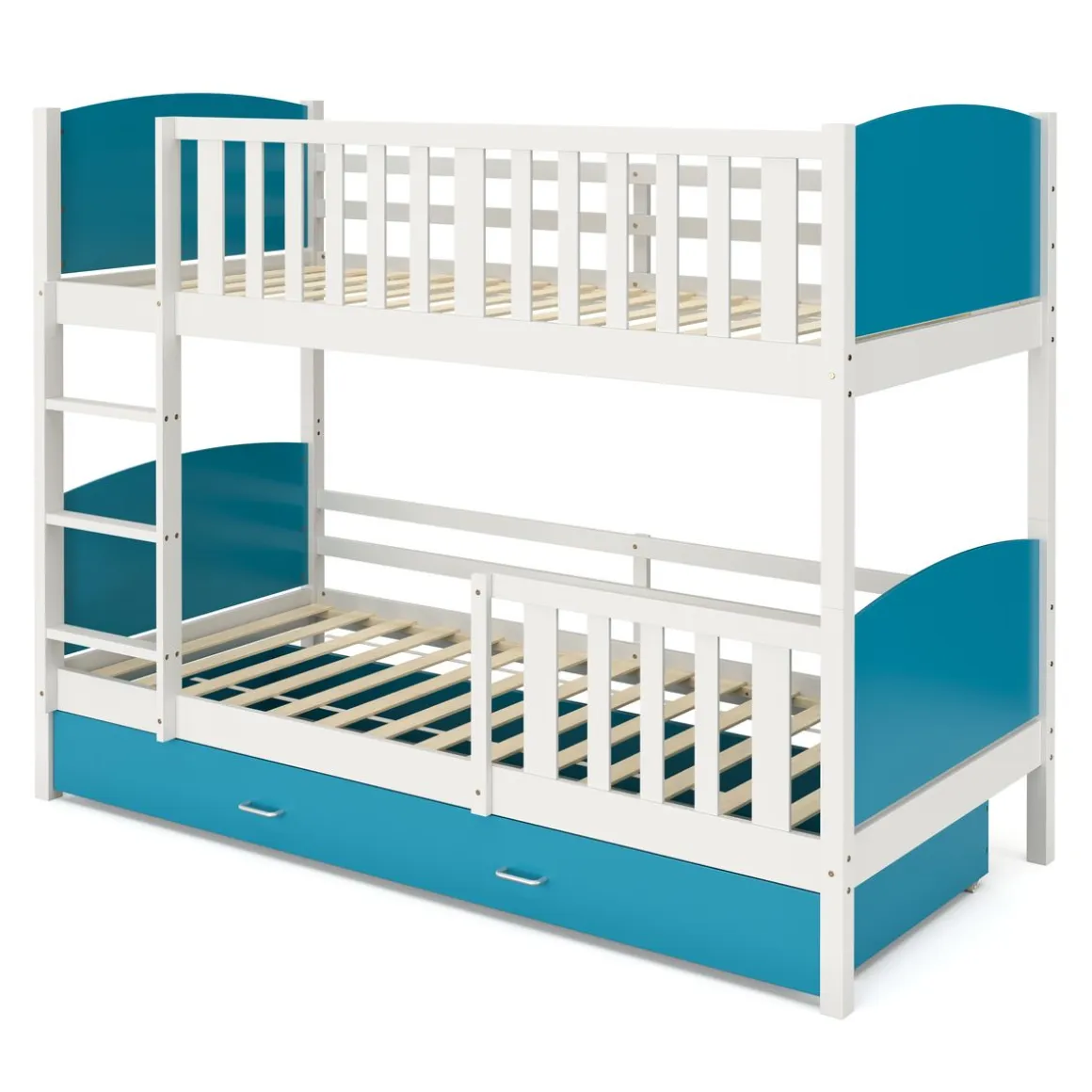 Etagenbett mit Stauraum JOHNNY 90 x 200 cm blau/weiss
