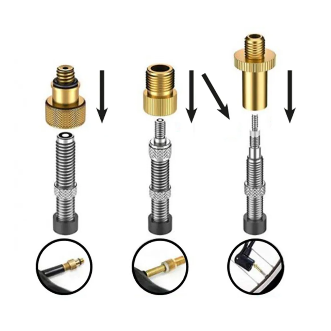 Fahrradventil Adapter Set Kupfer 14-teilig