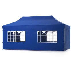 Faltpavillon DINA 6 x 3 m blau inkl. 4 Seitenwände