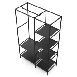 Faltschrank mit rollbaren Türen 105 x 168 cm schwarz