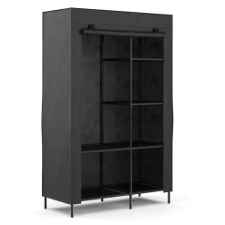Faltschrank mit rollbaren Türen 105 x 168 cm schwarz