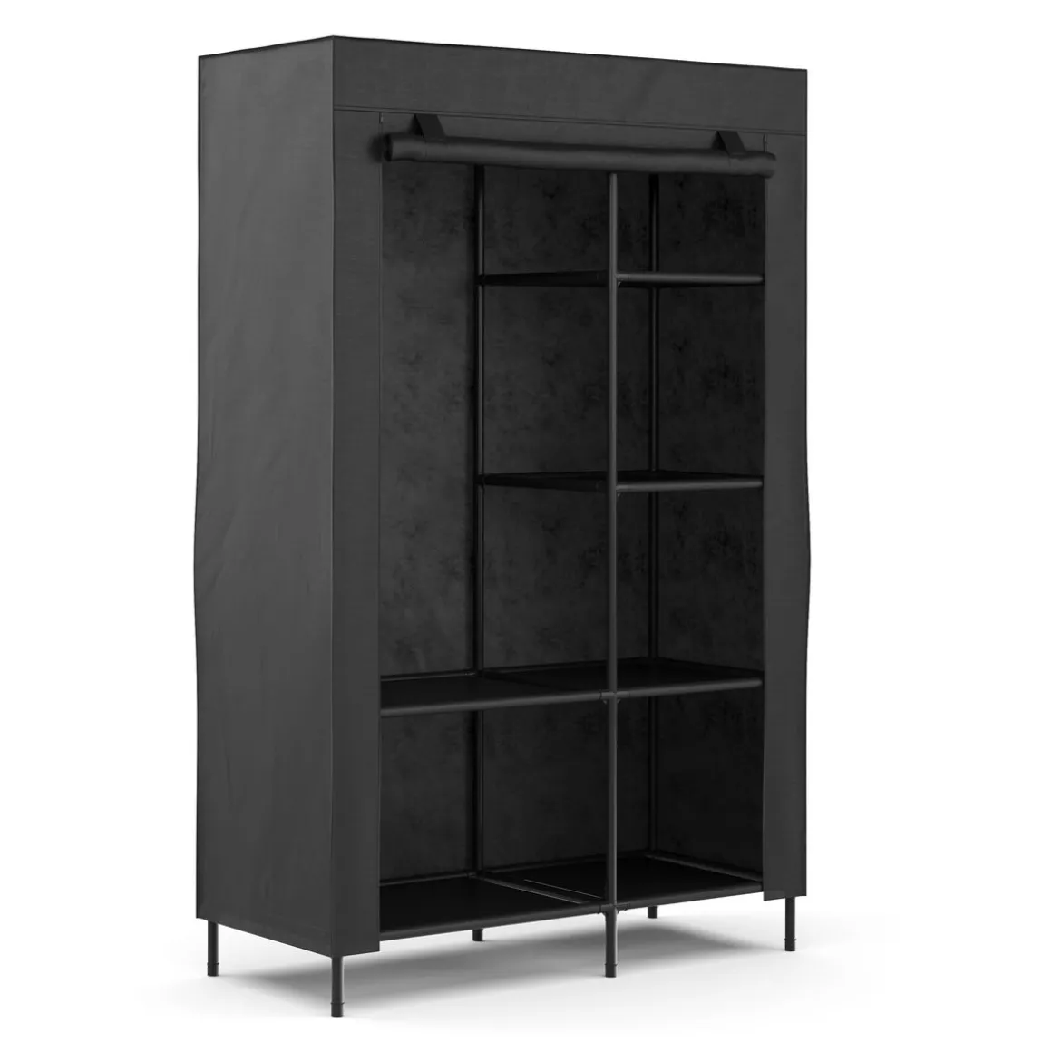 Faltschrank mit rollbaren Türen 105 x 168 cm schwarz