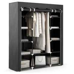 Faltschrank mit rollbaren Türen 150 x 175 cm schwarz