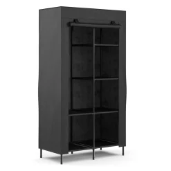 Faltschrank mit rollbaren Türen 85 x 168 cm schwarz
