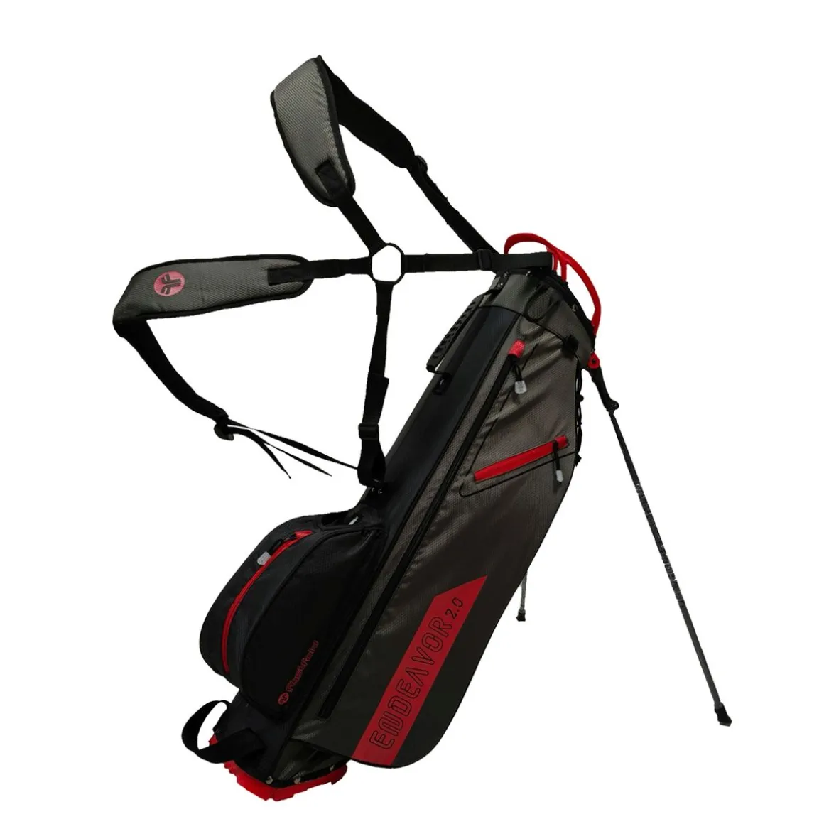 FastFold Golftasche Standbag ENDEAVOR 2.0 schwarz/rot