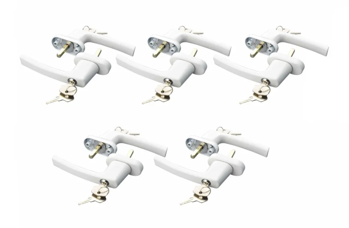 Fenstergriffe mit Schloss 10er Set weiss