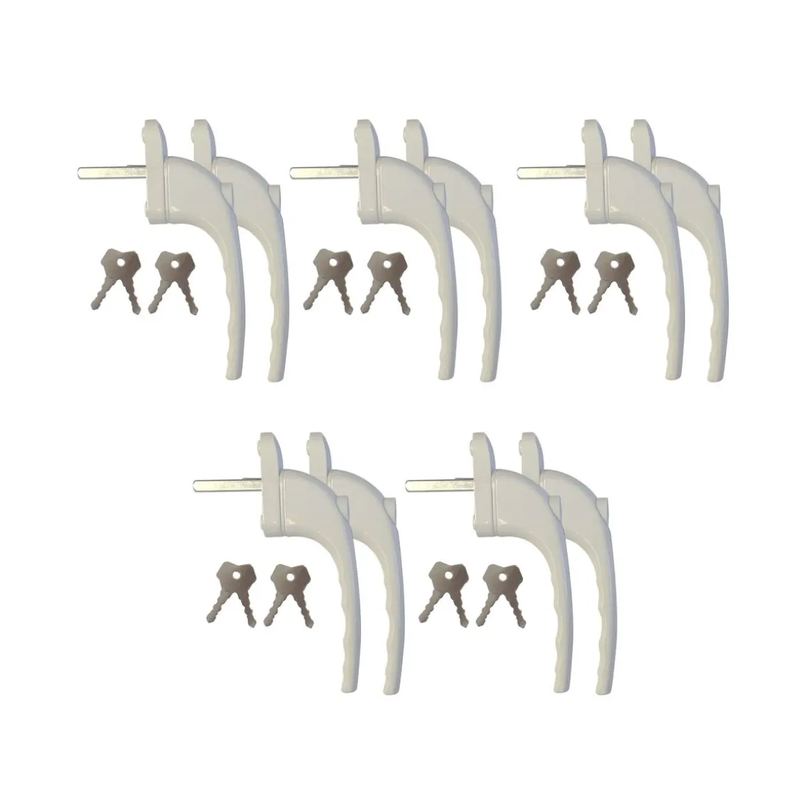 Fenstergriffe mit Schloss 10er Set weiss