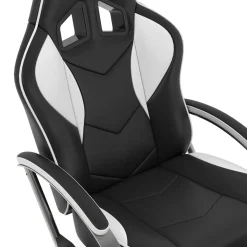 Fernsehsessel Leder mit Fusshocker weiss/schwarz