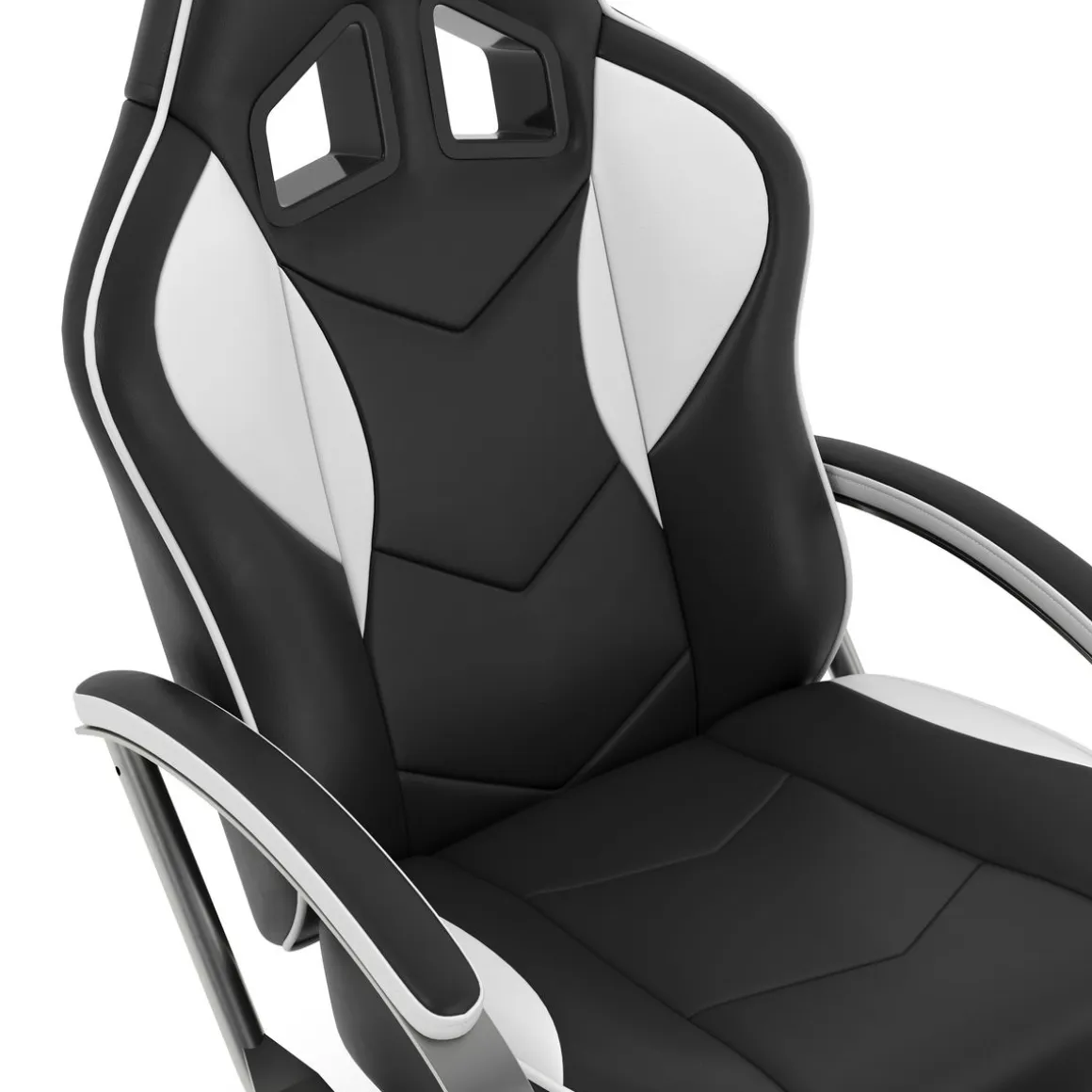 Fernsehsessel Leder mit Fusshocker weiss/schwarz