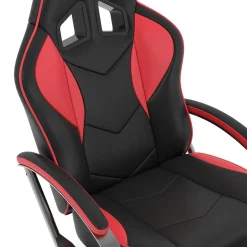 Fernsehsessel Leder mit Fusshocker rot/schwarz
