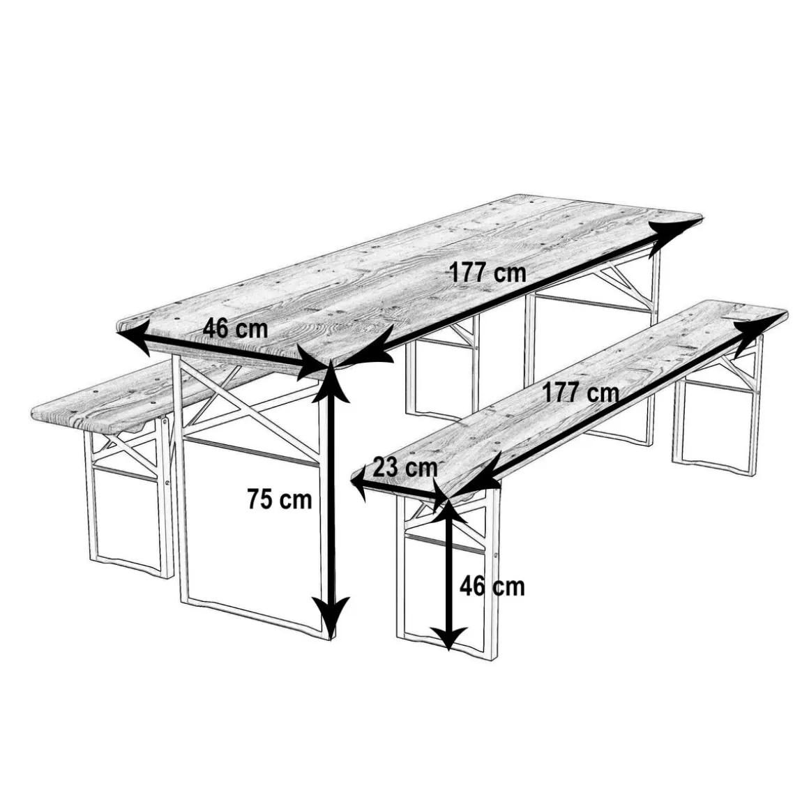 Festbank Bierzeltgarnitur 177 x 46 cm