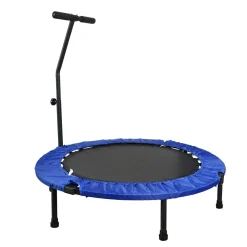 Fitness Trampolin mit Haltestange blau