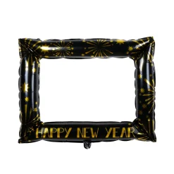 Folienballon-Fotorahmen Happy New Year 80 x 98 cm schwarz
