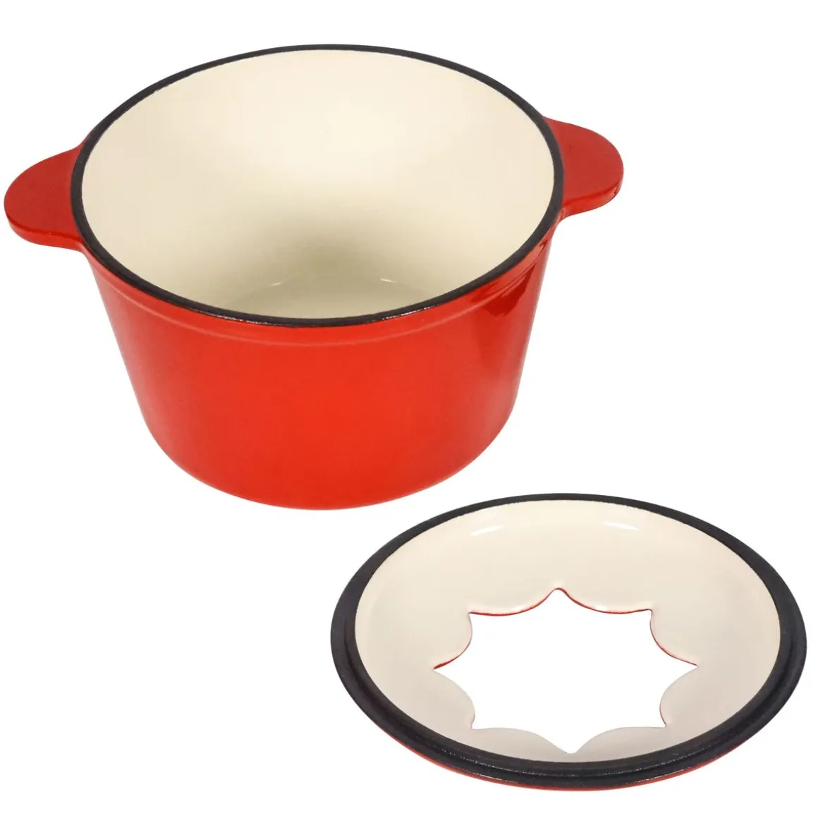 Fondue Set Gusseisen 10-teilig rot