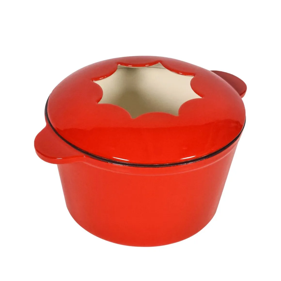 Fondue Set Gusseisen 10-teilig rot