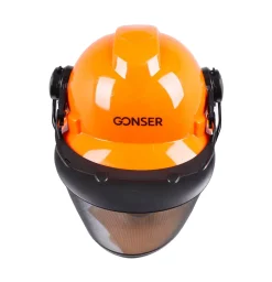 Forsthelm mit Visier und Gehörschutz orange