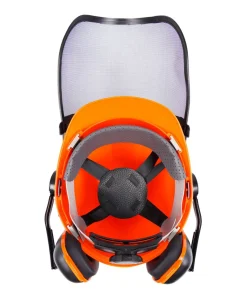 Forsthelm mit Visier und Gehörschutz orange