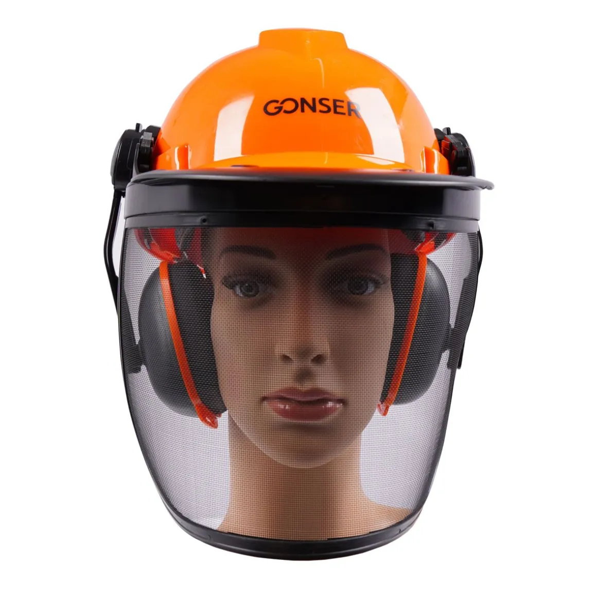 Forsthelm mit Visier und Gehörschutz orange