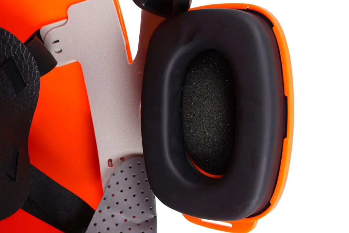 Forsthelm mit Visier und Gehörschutz orange