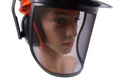 Forsthelm mit Visier und Gehörschutz orange