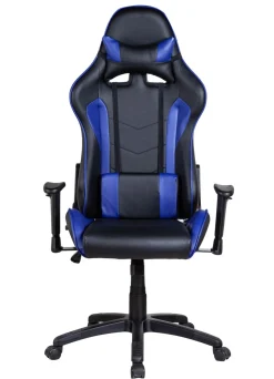 Gamingstuhl Bürostuhl Leder LIMITLESS schwarz/blau