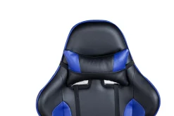 Gamingstuhl Bürostuhl Leder LIMITLESS schwarz/blau