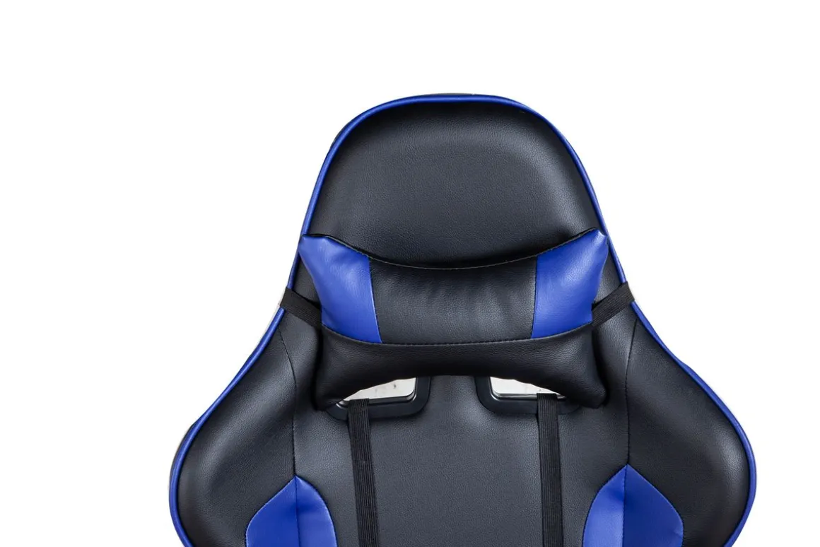 Gamingstuhl Bürostuhl Leder LIMITLESS schwarz/blau