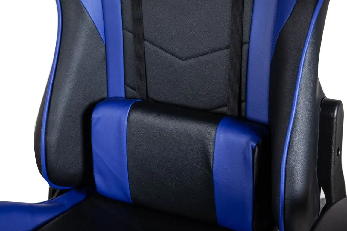 Gamingstuhl Bürostuhl Leder LIMITLESS schwarz/blau
