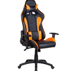 Gamingstuhl Bürostuhl Leder LIMITLESS schwarz/orange