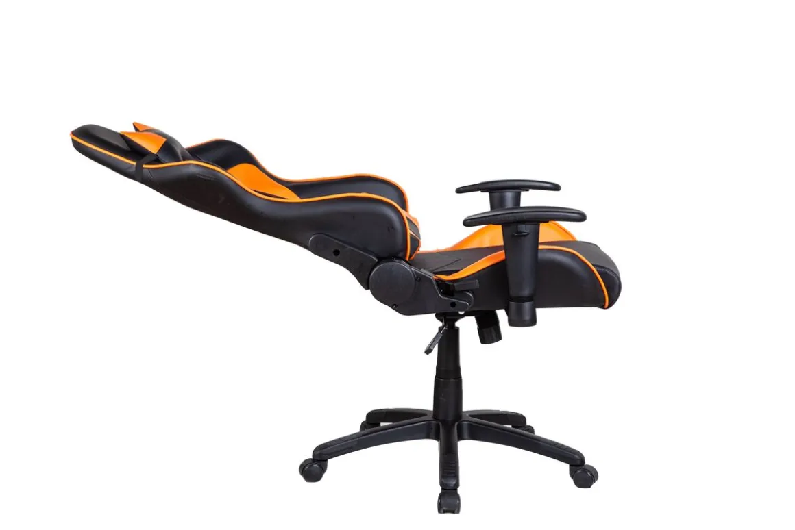 Gamingstuhl Bürostuhl Leder LIMITLESS schwarz/orange