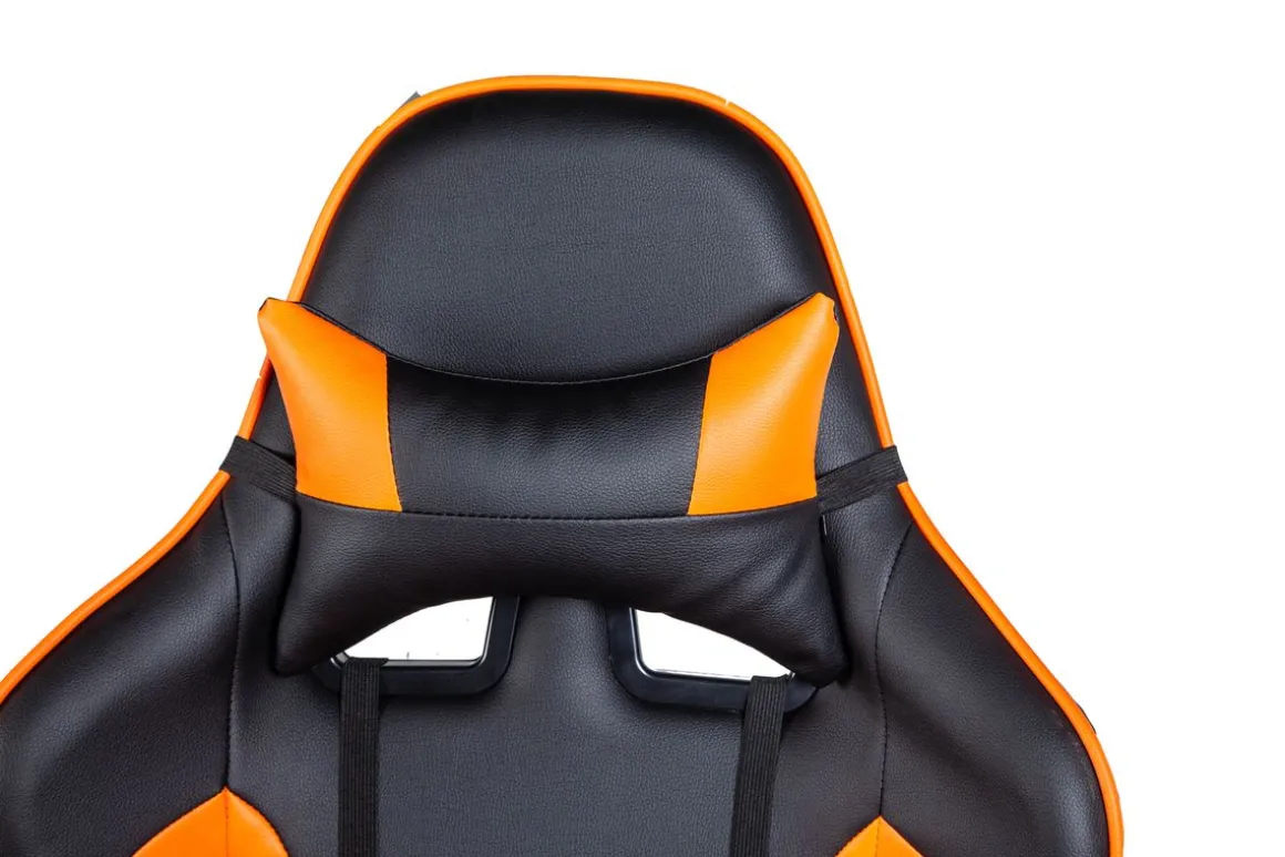 Gamingstuhl Bürostuhl Leder LIMITLESS schwarz/orange