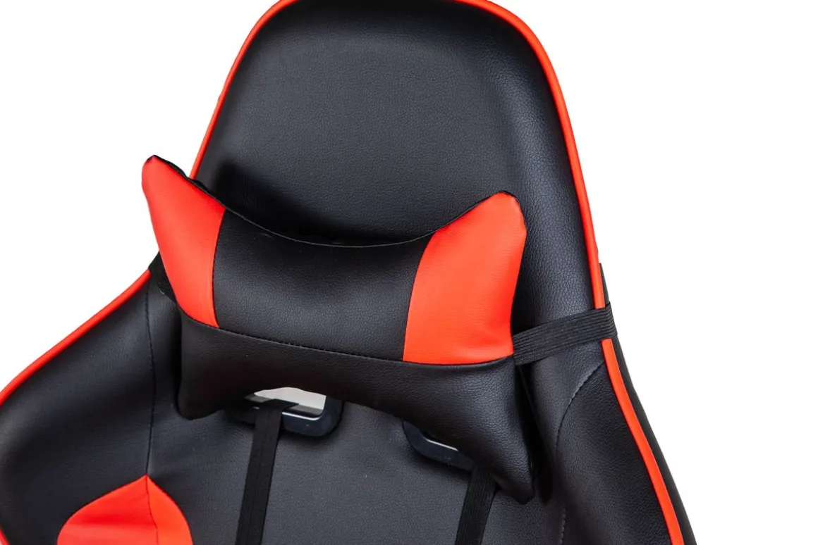 Gamingstuhl Bürostuhl Leder LIMITLESS schwarz/rot