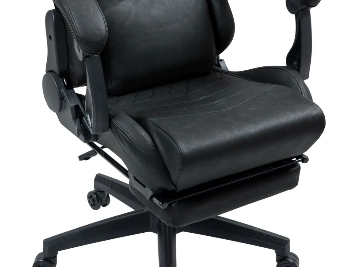 Gamingstuhl Bürostuhl Leder mit Massagefunktion GREG schwarz