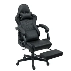 Gamingstuhl Bürostuhl Leder mit Massagefunktion GREG schwarz