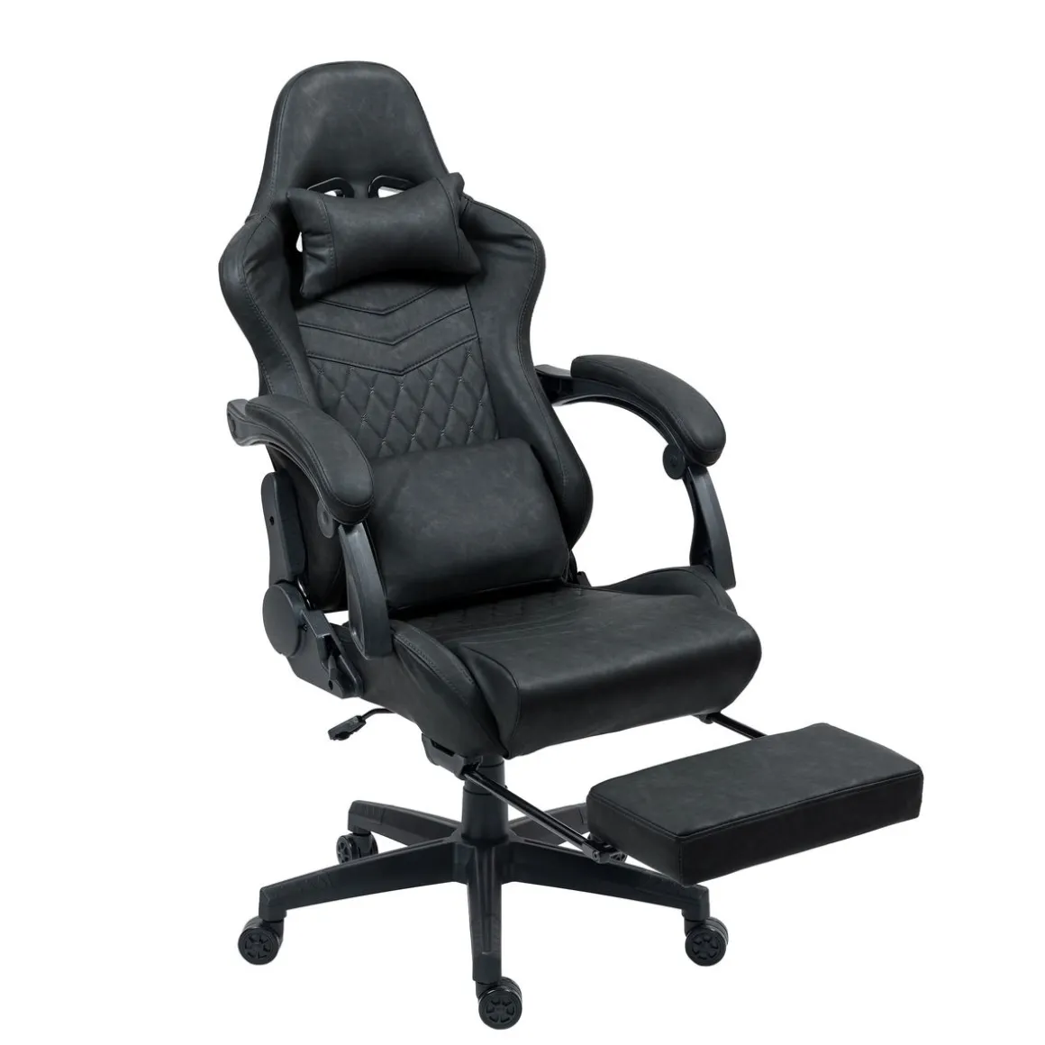 Gamingstuhl Bürostuhl Leder mit Massagefunktion GREG schwarz