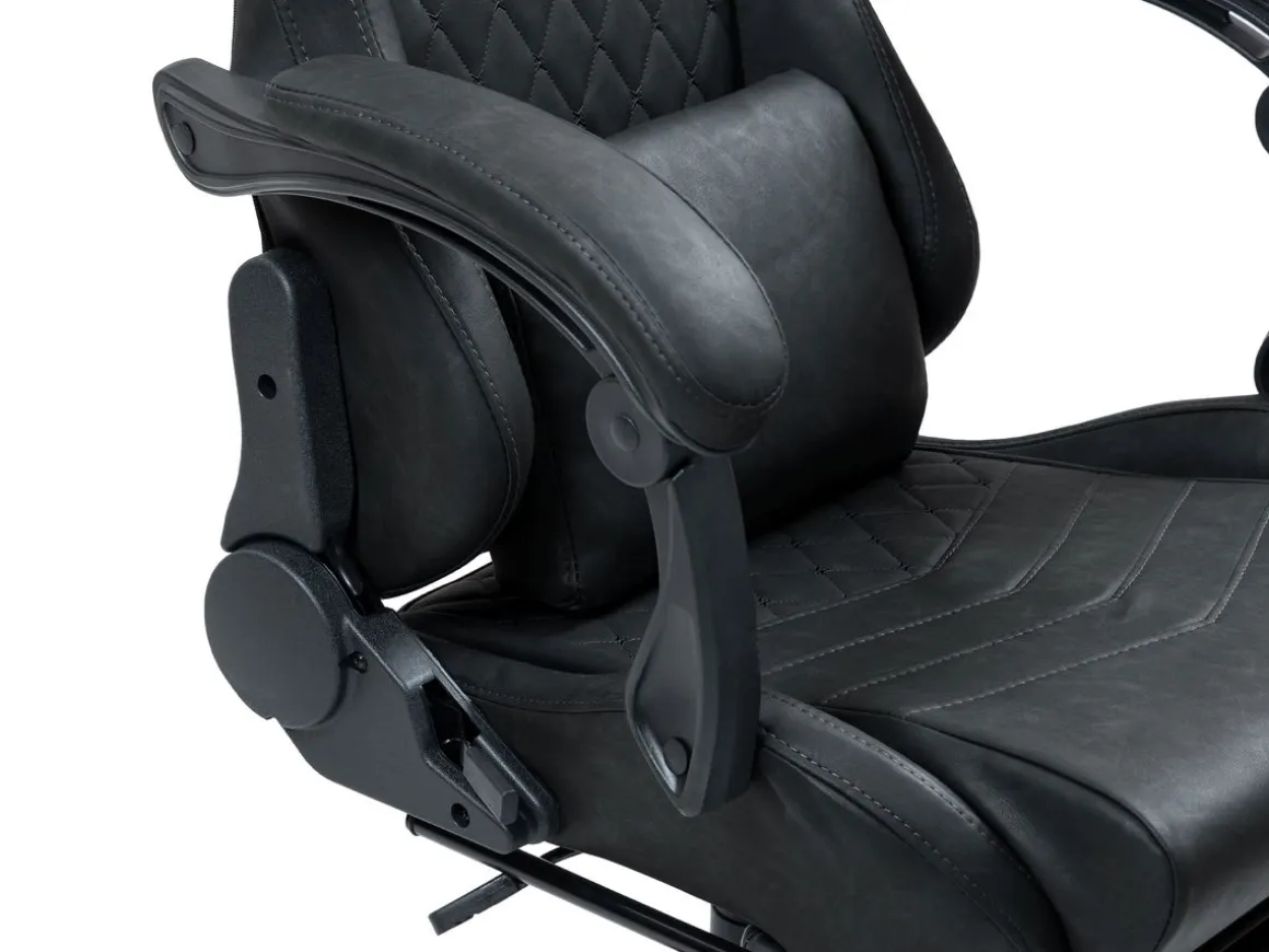 Gamingstuhl Bürostuhl Leder mit Massagefunktion GREG schwarz