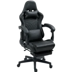Gamingstuhl Bürostuhl Leder mit Massagefunktion GREG schwarz