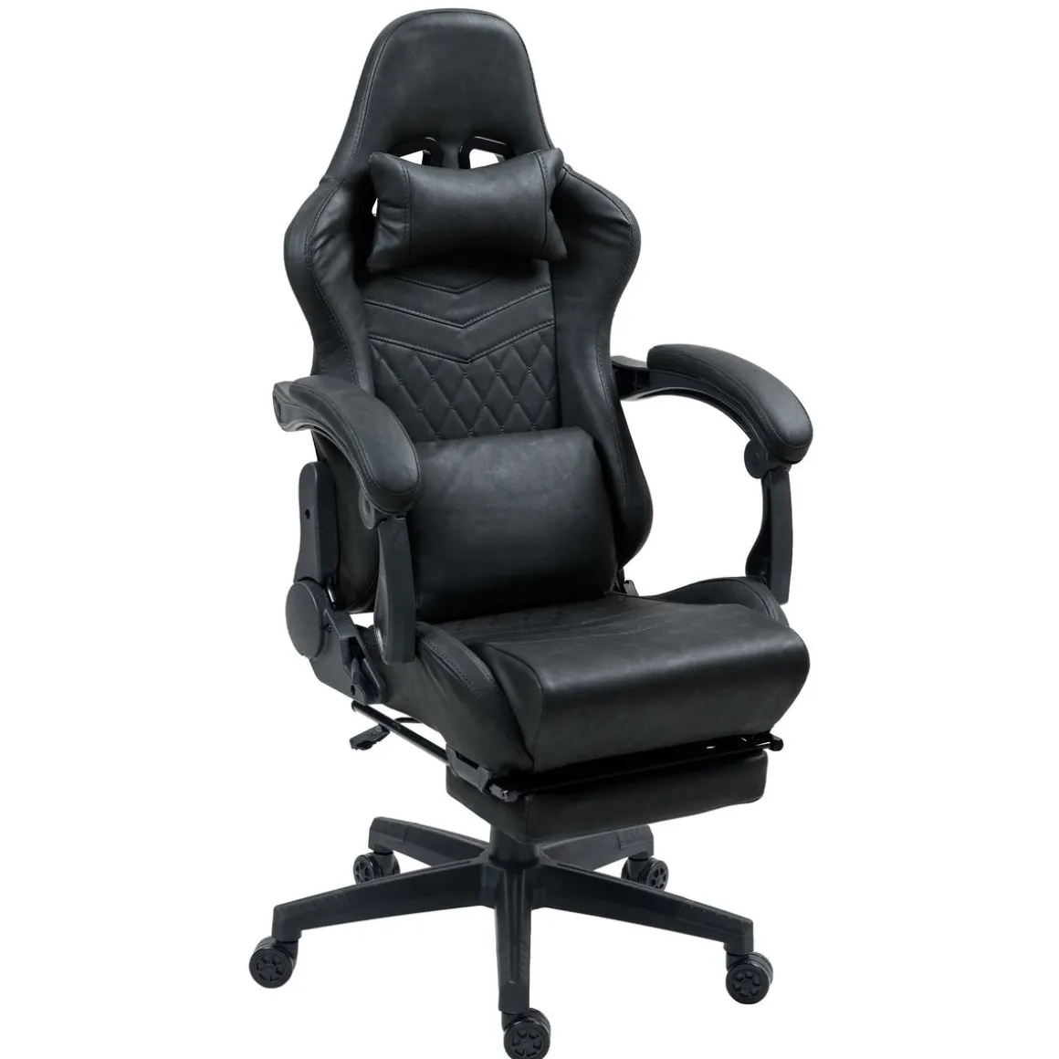 Gamingstuhl Bürostuhl Leder mit Massagefunktion GREG schwarz
